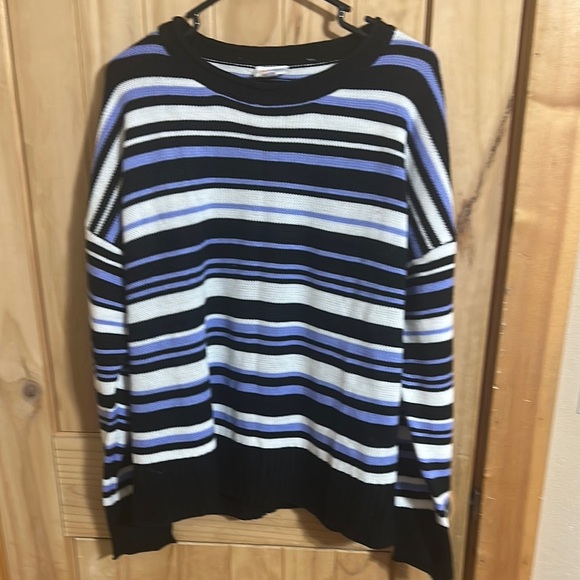 LuLaRoe Striped Black and Purple Women’s Sweater - Picture 1 of 4